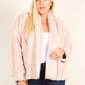 Women's Blush Plus Size Loose Faux Fur Jacket